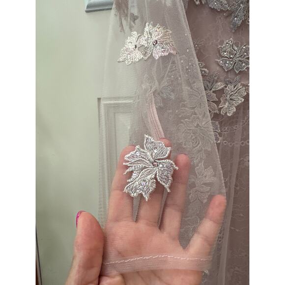 Mac Duggal 30681 Sheer Neckline Illusion Sleeve Dress in Lilac Size 16 NWT - Picture 8 of 12